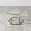 Modern Coffee Table With Double Layer Tempered Glass And Polygonal Design