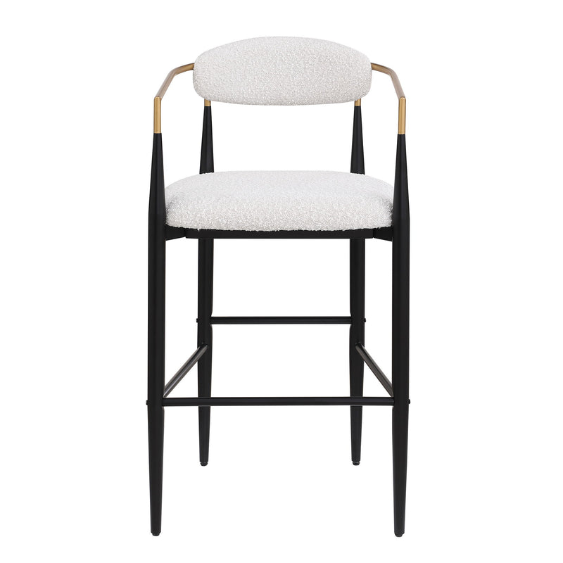 Barstools (Set of 2), Counter Height Upholstered Bar Stools With Backs And Iron Legs For Kitchen Island - Beige