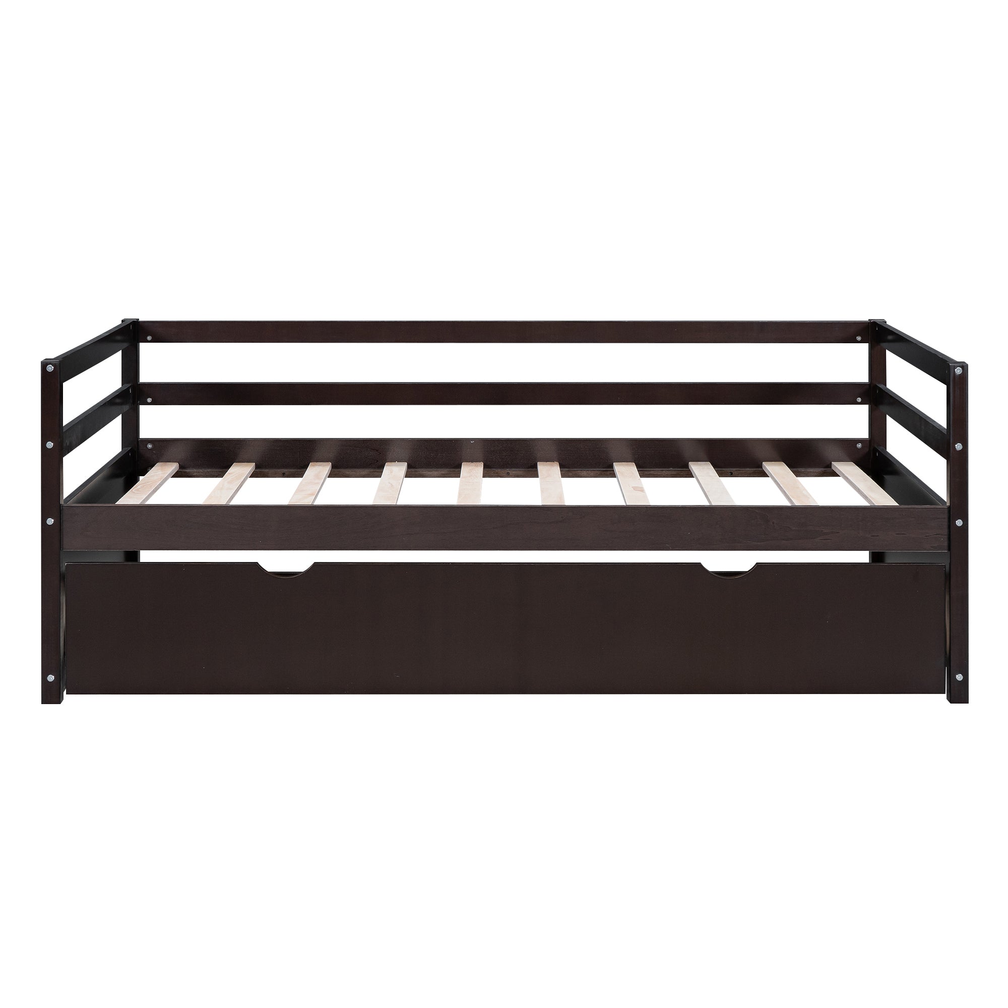 Twin Size Wood Daybed with Twin Size Trundle, Espresso - Atlantic Fine Furniture Melbourne FL