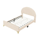 Upholstered Platform Bed With Classic Semi-Circle Shaped Headboard
