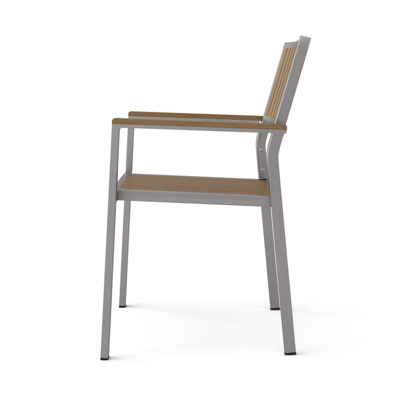 Stylish Modern Faux Wood & Aluminum Outdoor Dining Chairs, (Set of 2) - Natural