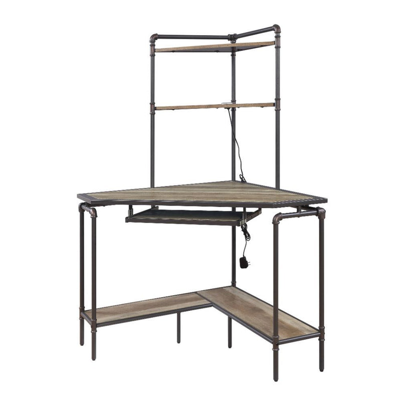 Deliz - Computer Desk With USB - Sand Gray