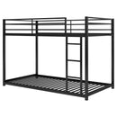 Twin over Twin Metal Bunk Bed, Low Bunk Bed with Ladder, Black(OLD SKU:WF282465AAB)