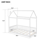 Twin House Bed with Guardrails, Slats ,White