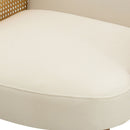 Accent Chair With Rattan Armrests And Wooden Legs Velvet For Living Room