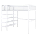 Loft Bed With 4 Tier Shelves And Storage