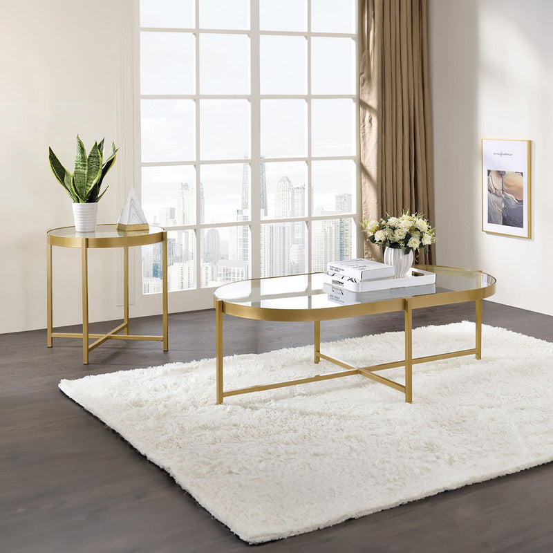 Charrot - Coffee Table - Clear Glass & Gold Finish