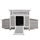 Large Chicken Coop Outdoor Hen House With 2 Sides Nesting Boxes - Gray / White Matte