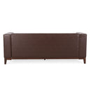 Mid Century Modern 3 Seater Sofa With Tufted Stitching - Dark Brown