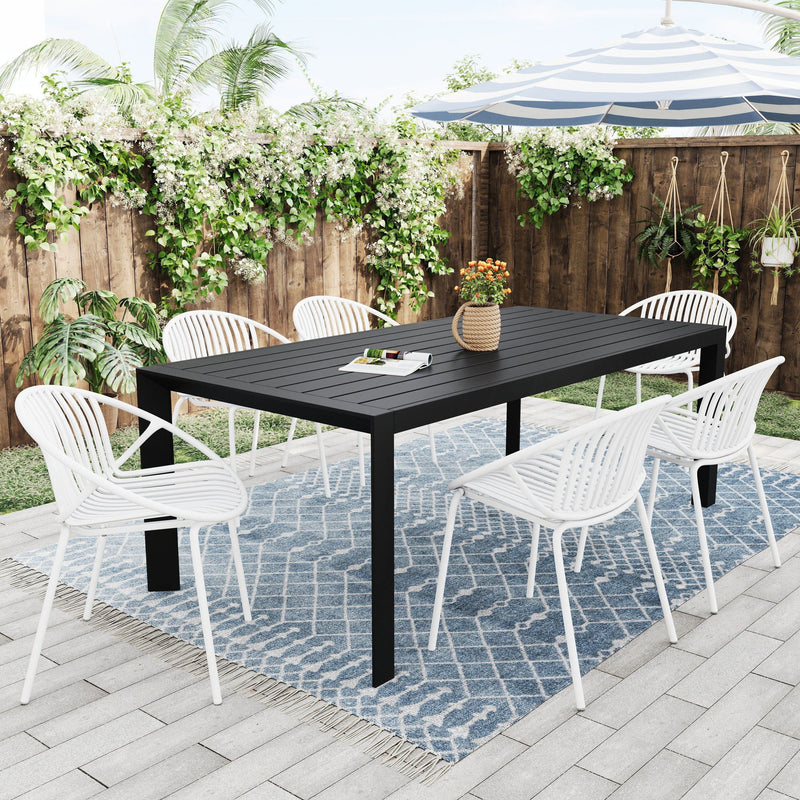 Stackable Outdoor Chairs With Breathable Plastic Backrest (Set of 2)