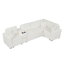 Contemporary L Shaped Convertible Sofa Bed With Pull Out Bed, Cup Holders, And Storage