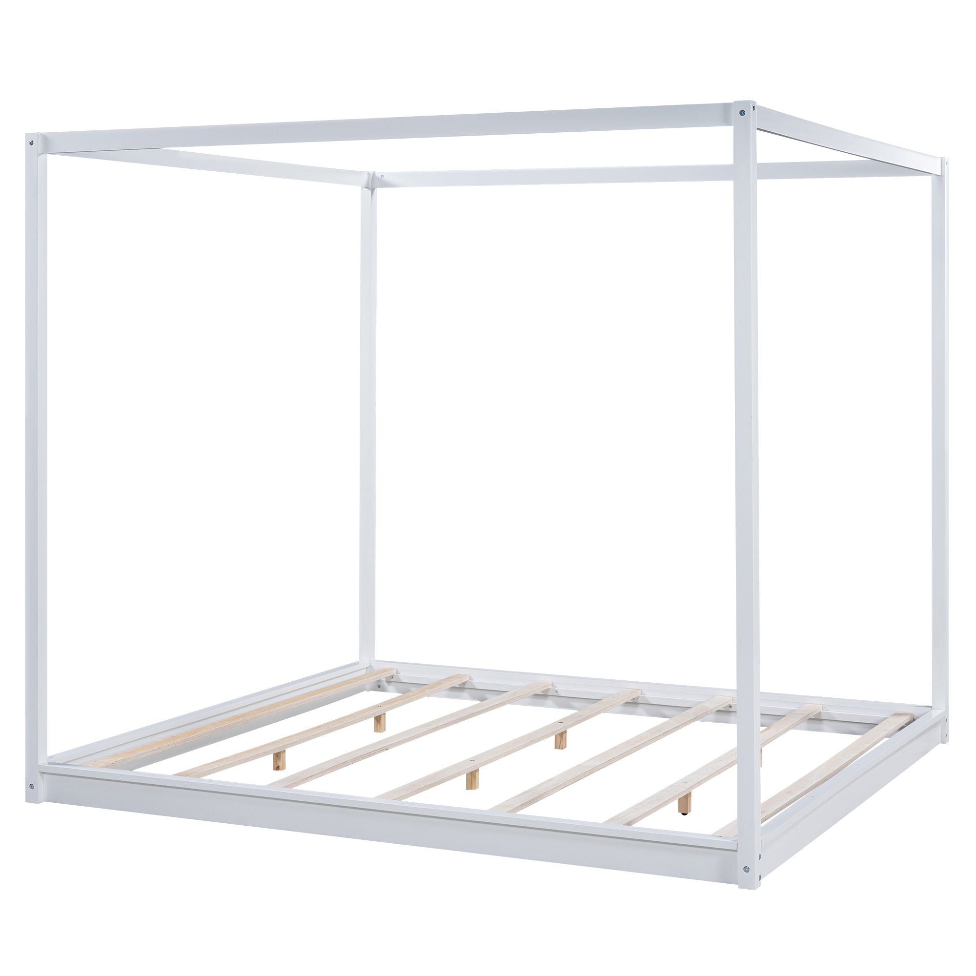 King Size Canopy Platform Bed with Support Legs,White - Atlantic Fine Furniture Melbourne FL