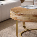 Modern Round Coffee Table With Wooden Carving Pattern