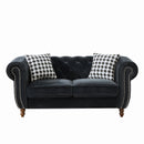 Chesterfield 3 And 2 Seater Velvet Upholstery Sofa With Roll Armrest & Nailhead Fabric Couch