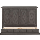 Solid Pine Murphy Bed Chest Cube Cabinet Bed With Charging Station And Large Storage Drawer For Home Office Or Small Room