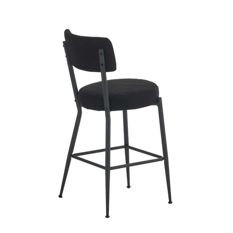 Modern Teddy Fabric Upholstered Bar Stools - Black Legs