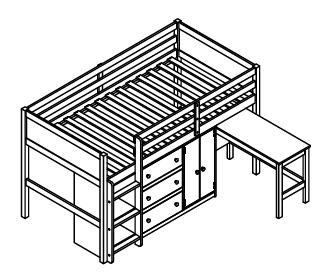 Twin Size Low Loft Bed With Pull- | Atlantic Fine Furniture Twin Size Low Loft Bed With Pull- | Atlantic Fine Furniture