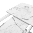 Modern Square Dining Table, Stretchable, with Printed White Marble Table Top+MDF X-Shape Table Leg with Metal Base
