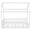 Twin House Bed with Guardrails, Slats ,White