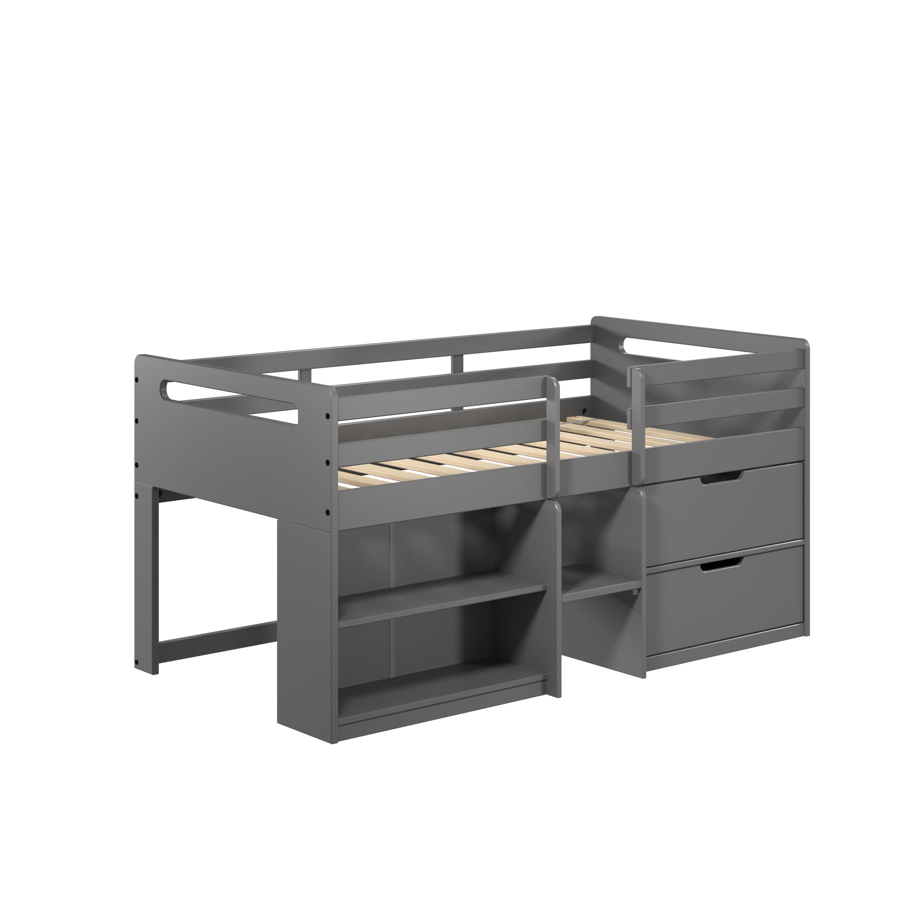 ACME Fabiana Twin Loft Bed w/Storage, Gray Finish BD01375 - Atlantic Fine Furniture Melbourne FL