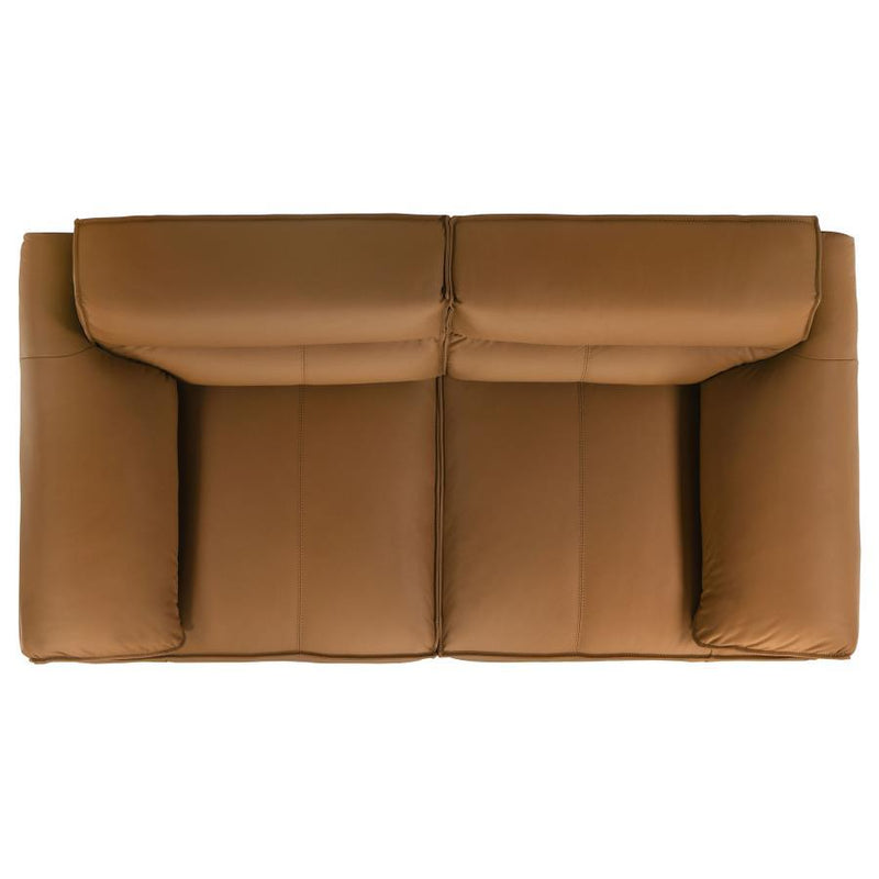 Buxton - Top Grain Leather Upholstered Loveseat