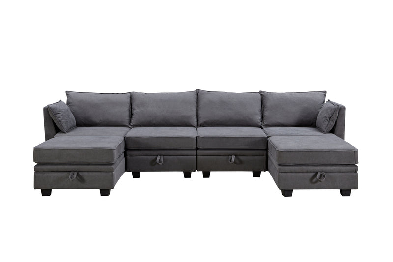 U_Style Modern Large U-Shape Modular Sectional Sofa,  Convertible Sofa Bed with Reversible Chaise for Living Room, Storage Seat