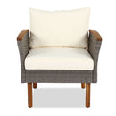 9 Piece Patio Rattan Furniture Set, Outdoor Conversation Set With Acacia Wood Legs And Tabletop, PE Rattan Sectional Sofa Set With Coffee Table, Washable Cushion