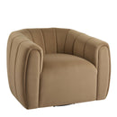 Serenizia - Upholstered Velvet Swivel Chair With Channel Tufted