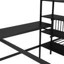Full Over Twin Bunk Bed With Built In Desk, Shelves And Ladder - Black