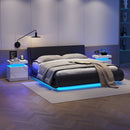 Nightstand LED, Bedside Table Cabinet With 2 Drawers For Bedroom