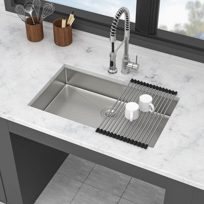 Ada-Compliant 27" Undermount Sink, Low Depth Single Bowl - Brushed Nickel