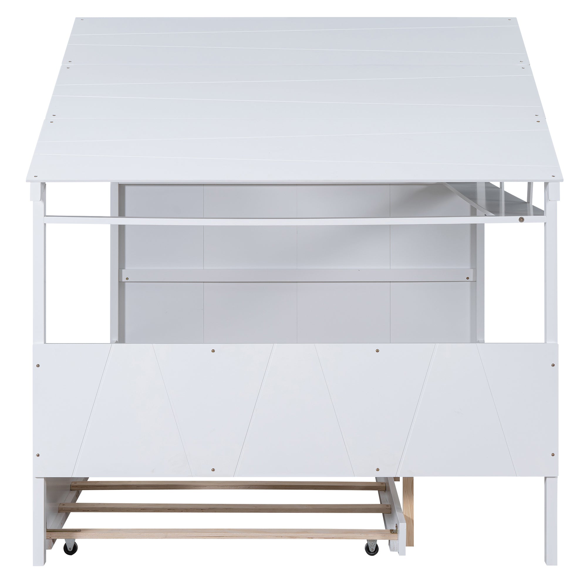 Wood Full Size House Bed with Twin Size Trundle and Storage, White - Atlantic Fine Furniture Melbourne FL