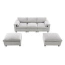 Modular Sectional With Storage Pockets, 5 Seat U Shaped Couch Set With Pillows, Free Combination Modern Cloud Sofa With 2 Movable Ottoman