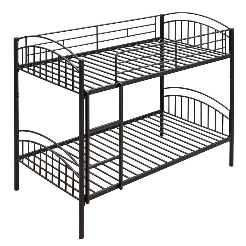 Twin Over Twin Metal Bunk Bed, Divided Into Two Beds - Black