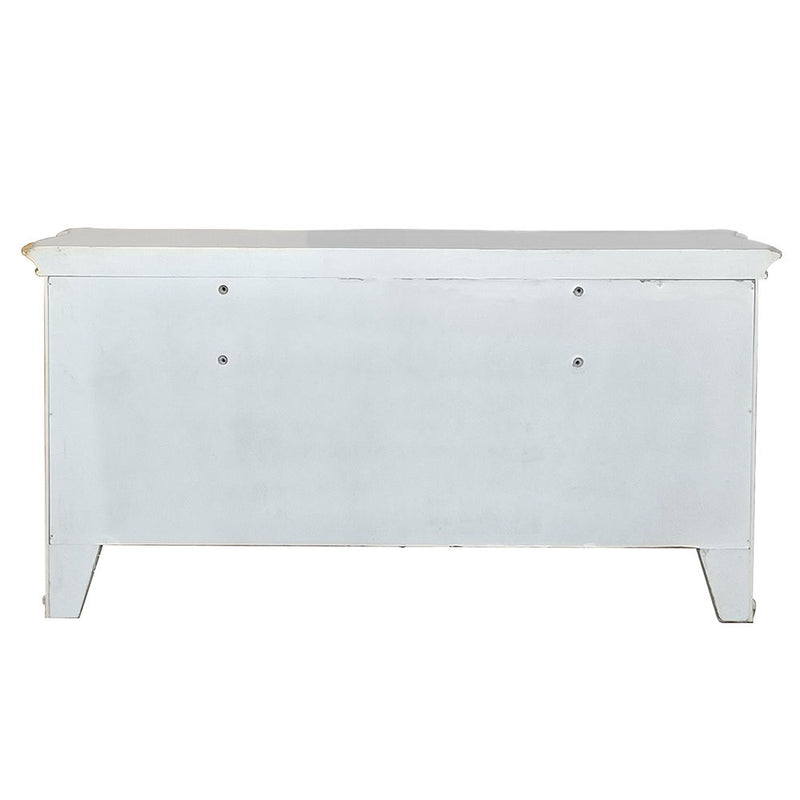 Vendome - Vanity Desk - Beige Synthetic Leather & Antique Pearl