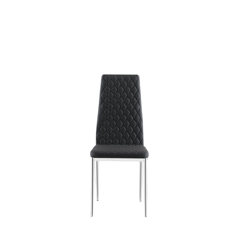 Modern Simple Style Dining Chair Fabric Chrome Metal Pipe Diamond Grid Pattern Restaurant Home Conference Chair