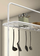 Edgeworth - Kitchen Island Counter Table With Pot Rack - White