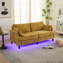 Chenille 2 Seater Sofa With LED Light, USB Charging Port, And Storage Bag
