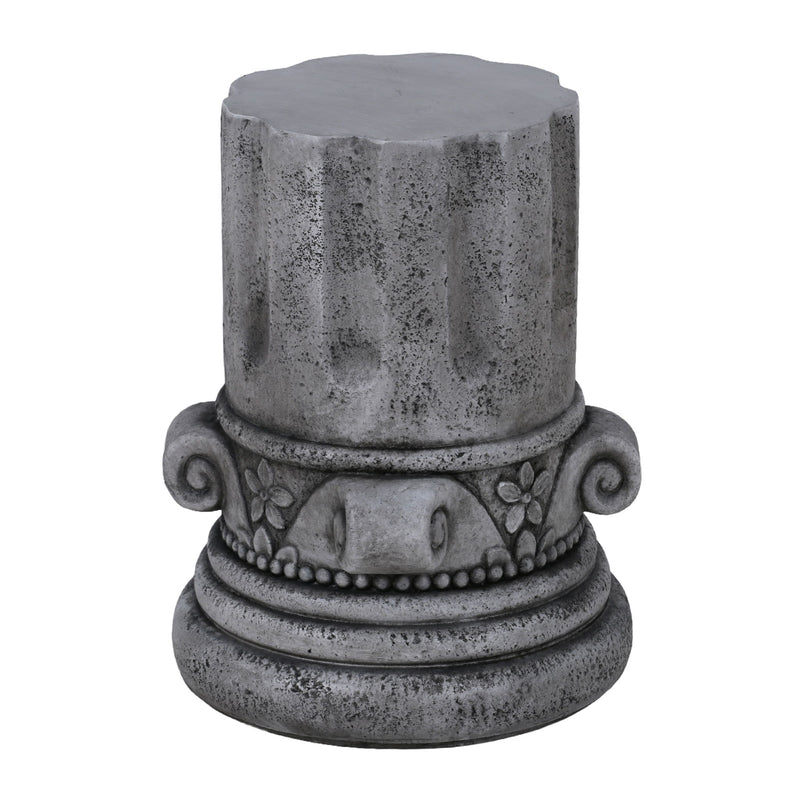 Outdoor End Table, Round Side Table For Patio And Garden - Antique Grey