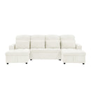 Oversized U-Shaped Versatile Sectional, Pull-Out Sofa Bed With Double Storage Chaise Lounges And 2 USB Ports For Living Room