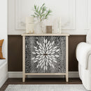 2 Door Carved Storage Cabinet With Adjustable Shelf, Accent Furniture