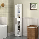 Slim Tall Bathroom Storage Cabinet With Adjustable Shelves, 2 Doors Freestanding Cabinet - White