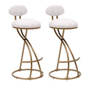 Round Print Bar Stools Upholstered Chairs For Kitchen (Set of 2)