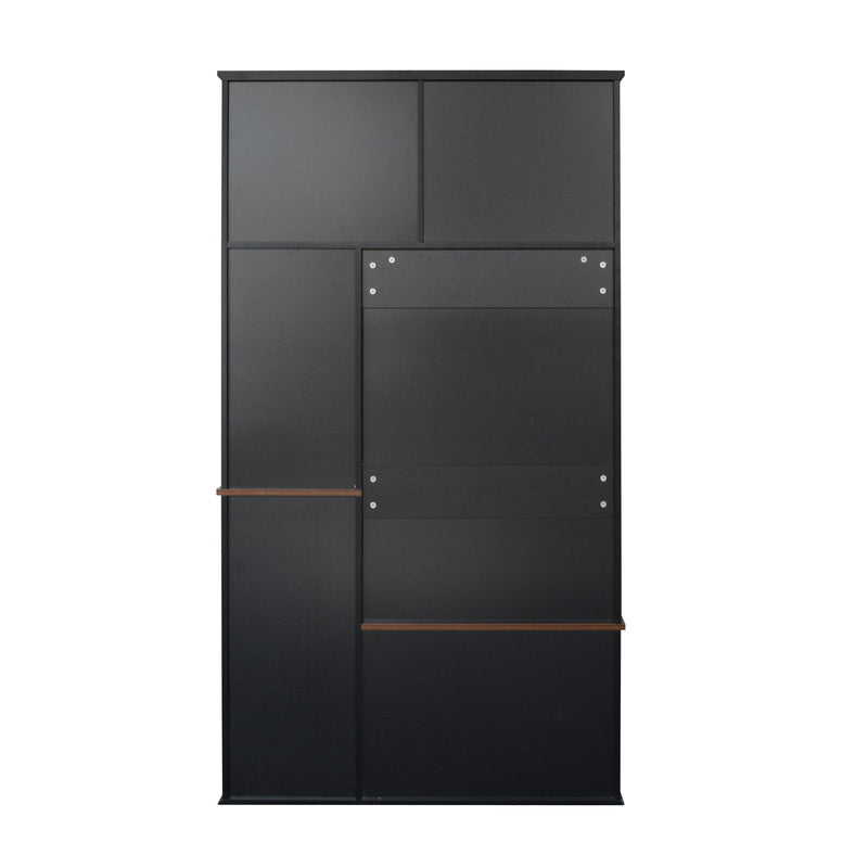Modern Wide Hall Tree With Coat Rack, 3 Shelves And Drawers, 3 Sturdy Hooks