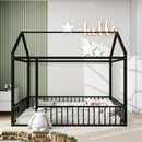 Metal Bed House Bed Frame With Fence