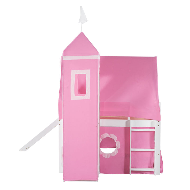 Loft Bed With Slide Tent And Tower Fun Playhouse Design