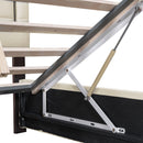 Full Size Upholstered Bed with Hydraulic Storage System and LED Light, Beige