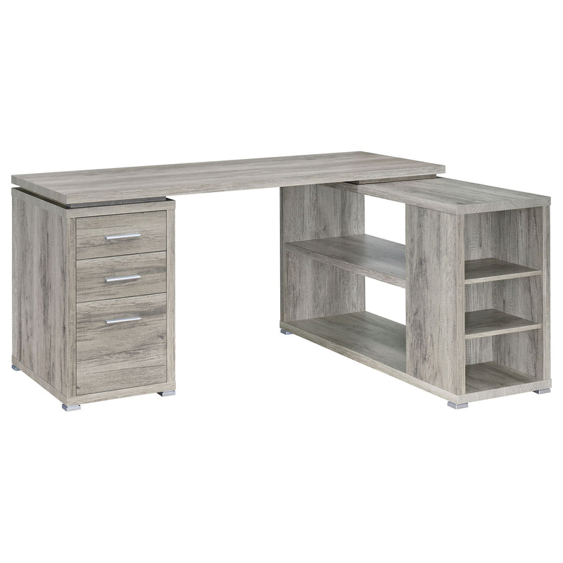 Transitional L Shape Computer Desk With Multiple Storage And Built In File Cabinet