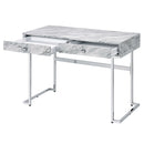 Tigress - Writing Desk - White Printed Faux Marble Top & Chrome