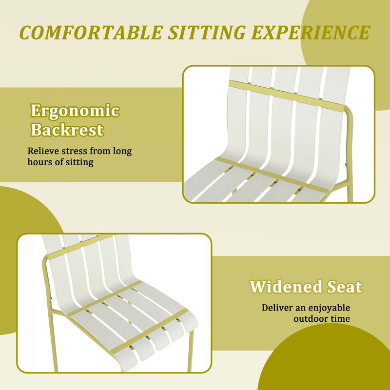 4 Piece Set Of Modern Color Block Designed Single Chairs, UV Resistant And Rust Proof - Grain Yellow / White